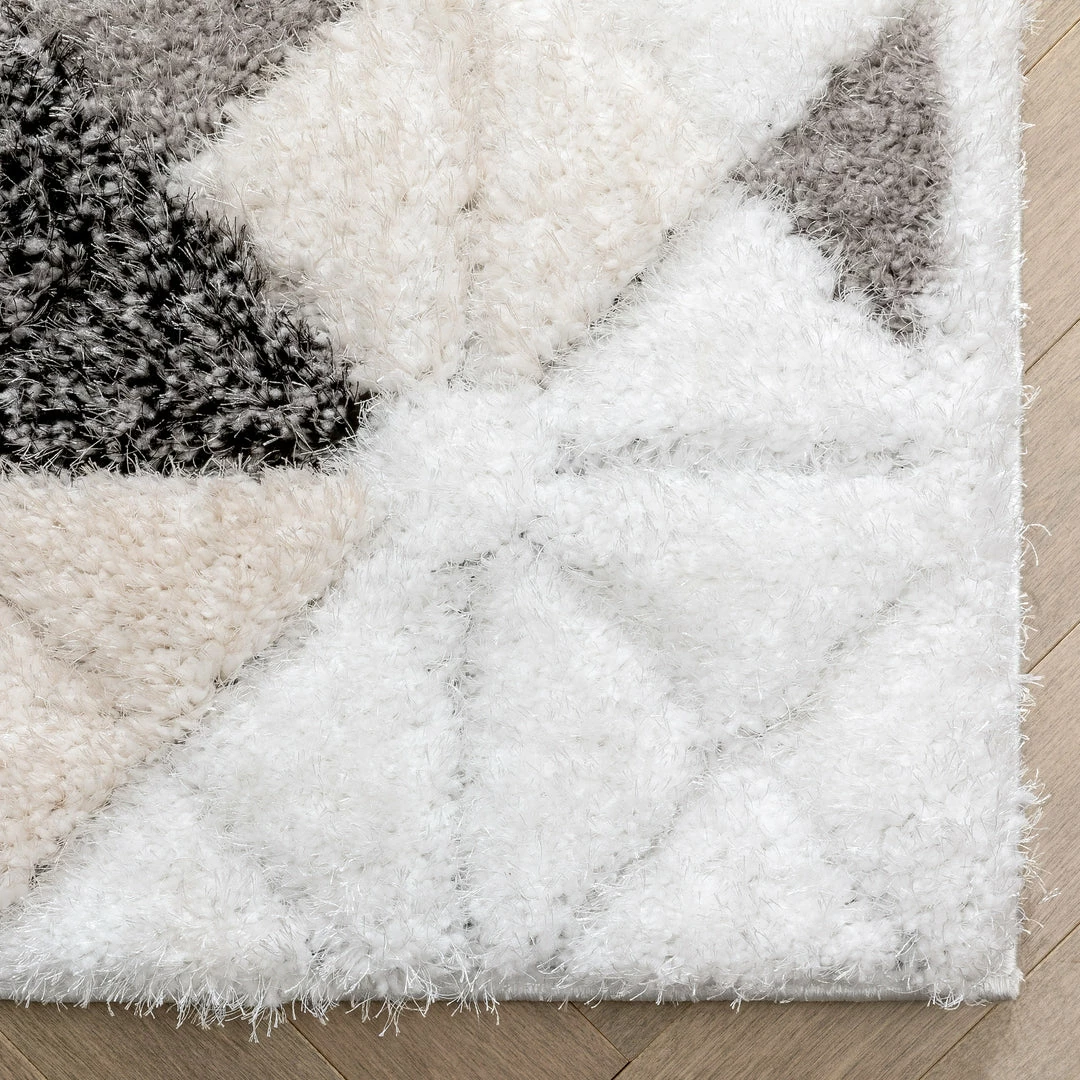 Well Woven Riverton Geometric Pattern Shag Ivory Grey 3D Textured Rug Moroccan 3 Well Woven Riverton Geometric Pattern Shag Ivory Grey 3D Textured Rug Moroccan