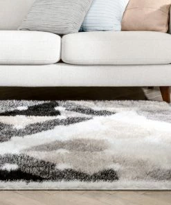 Well Woven Riverton Geometric Pattern Shag Ivory Grey 3D Textured Rug Moroccan 16 Well Woven Riverton Geometric Pattern Shag Ivory Grey 3D Textured Rug Moroccan