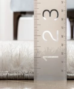 Well Woven Edina Geometric Circles Shag Ivory Grey 3D Textured Rug