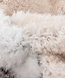 Well Woven Edina Geometric Circles Shag Ivory Grey 3D Textured Rug