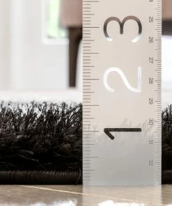 Well Woven Lowry Abstract Waves Shag Black Ivory 3D Textured Rug