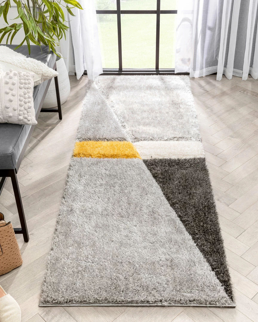 Well Woven Mori Modern Abstract Geometric 3D Textured Shag Yellow Grey Rug 7 Well Woven Mori Modern Abstract Geometric 3D Textured Shag Yellow Grey Rug