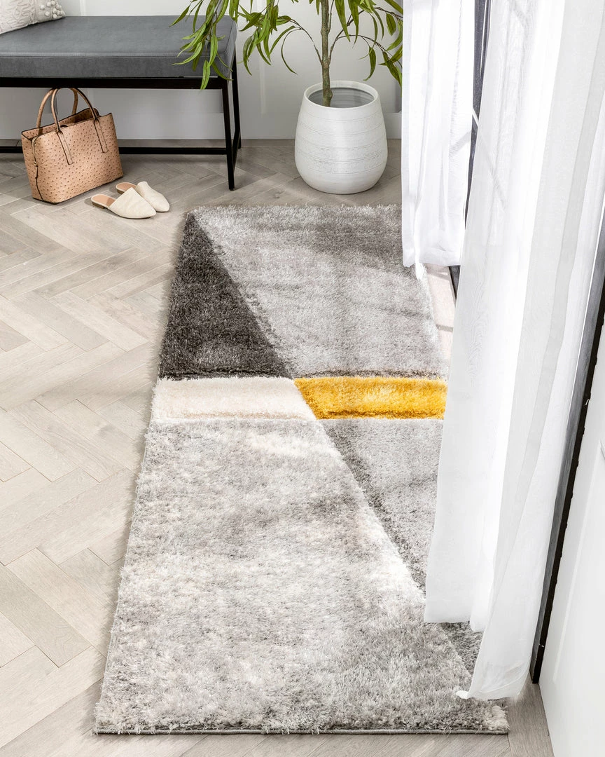 Well Woven Mori Modern Abstract Geometric 3D Textured Shag Yellow Grey Rug 10 Well Woven Mori Modern Abstract Geometric 3D Textured Shag Yellow Grey Rug