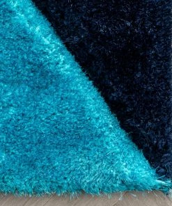 Well Woven Mori Modern Abstract Geometric 3D Textured Shag Blue Yellow Rug