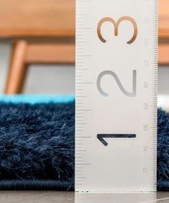 Well Woven Mori Modern Abstract Geometric 3D Textured Shag Blue Yellow Rug