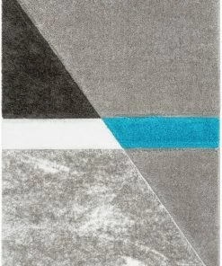 Well Woven Mori Modern Abstract Geometric 3D Textured Shag Grey Blue Rug