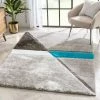 Well Woven Mori Modern Abstract Geometric 3D Textured Shag Grey Blue Rug