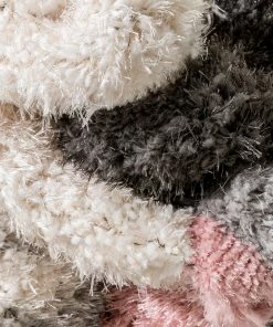 Well Woven Mori Modern Abstract Geometric 3D Textured Shag Pink Grey Rug