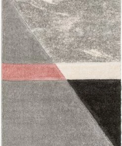 Well Woven Mori Modern Abstract Geometric 3D Textured Shag Pink Grey Rug