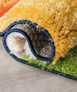 Well Woven Remi Contemporary Geometric Boxes 3D Textured Shag Multi Rainbow Rug