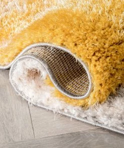 Well Woven Remi Contemporary Geometric Boxes 3D Textured Shag Yellow Grey Rug