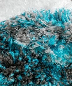 Well Woven Remi Contemporary Geometric Boxes 3D Textured Shag Teal Grey Rug