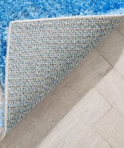 Well Woven Remi Contemporary Geometric Boxes 3D Textured Shag Grey Light Blue Rug