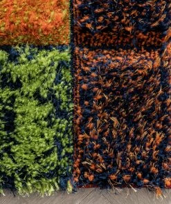 Well Woven Kenzo Retro Geometric Pattern 3D Textured Shag Rainbow Multi-Color Rug