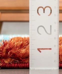 Well Woven Kenzo Retro Geometric Pattern 3D Textured Shag Rainbow Multi-Color Rug