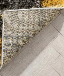 Well Woven Kenzo Retro Geometric Pattern 3D Textured Shag Yellow Grey Rug