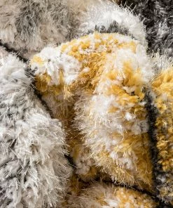 Well Woven Kenzo Retro Geometric Pattern 3D Textured Shag Yellow Grey Rug