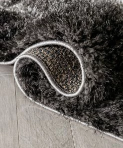 Well Woven Kenzo Retro Geometric Pattern 3D Textured Shag Black Grey Rug