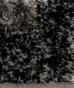 Well Woven Kenzo Retro Geometric Pattern 3D Textured Shag Black Grey Rug