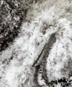 Well Woven Kenzo Retro Geometric Pattern 3D Textured Shag Black Grey Rug