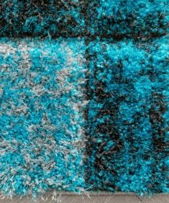 Well Woven Kenzo Retro Geometric Pattern 3D Textured Shag Teal Grey Rug 16 Well Woven Kenzo Retro Geometric Pattern 3D Textured Shag Teal Grey Rug