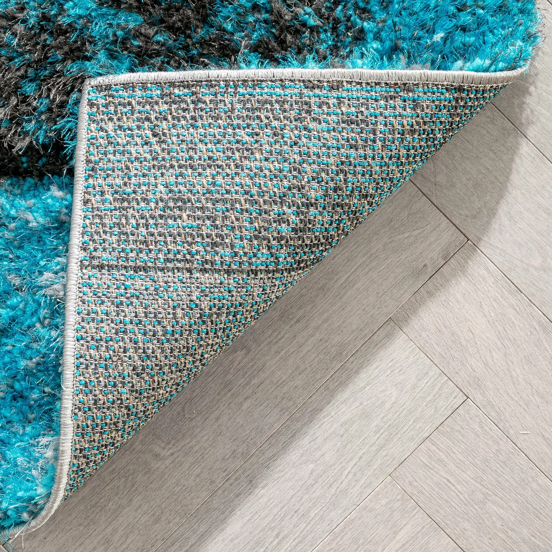 Well Woven Kenzo Retro Geometric Pattern 3D Textured Shag Teal Grey Rug 5 Well Woven Kenzo Retro Geometric Pattern 3D Textured Shag Teal Grey Rug