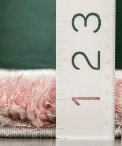 Well Woven Kenzo Retro Geometric Pattern 3D Textured Shag Pink Grey Rug