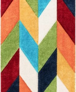 Well Woven Mika Retro Chevron 3D Textured Shag Rainbow Multi Rug