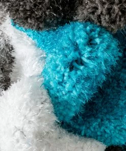 Well Woven Mika Retro Chevron 3D Textured Shag Teal Grey Rug