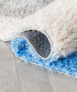 Well Woven Mika Retro Chevron 3D Textured Shag Grey Light Blue Rug