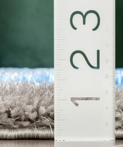 Well Woven Mika Retro Chevron 3D Textured Shag Grey Light Blue Rug