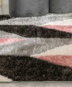 Well Woven Mika Retro Chevron 3D Textured Shag Pink Grey Rug 22 Well Woven Mika Retro Chevron 3D Textured Shag Pink Grey Rug