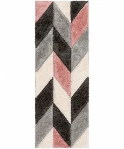 Well Woven Mika Retro Chevron 3D Textured Shag Pink Grey Rug 19 Well Woven Mika Retro Chevron 3D Textured Shag Pink Grey Rug