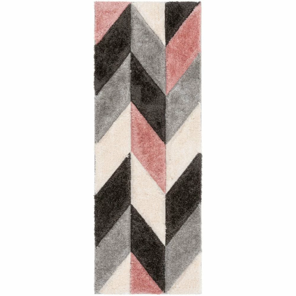 Well Woven Mika Retro Chevron 3D Textured Shag Pink Grey Rug 8 Well Woven Mika Retro Chevron 3D Textured Shag Pink Grey Rug