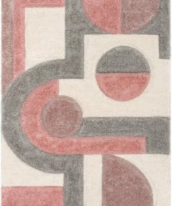 Well Woven Remi Modern Geometric Stripes 3D Textured Shag Blush Gold Rug