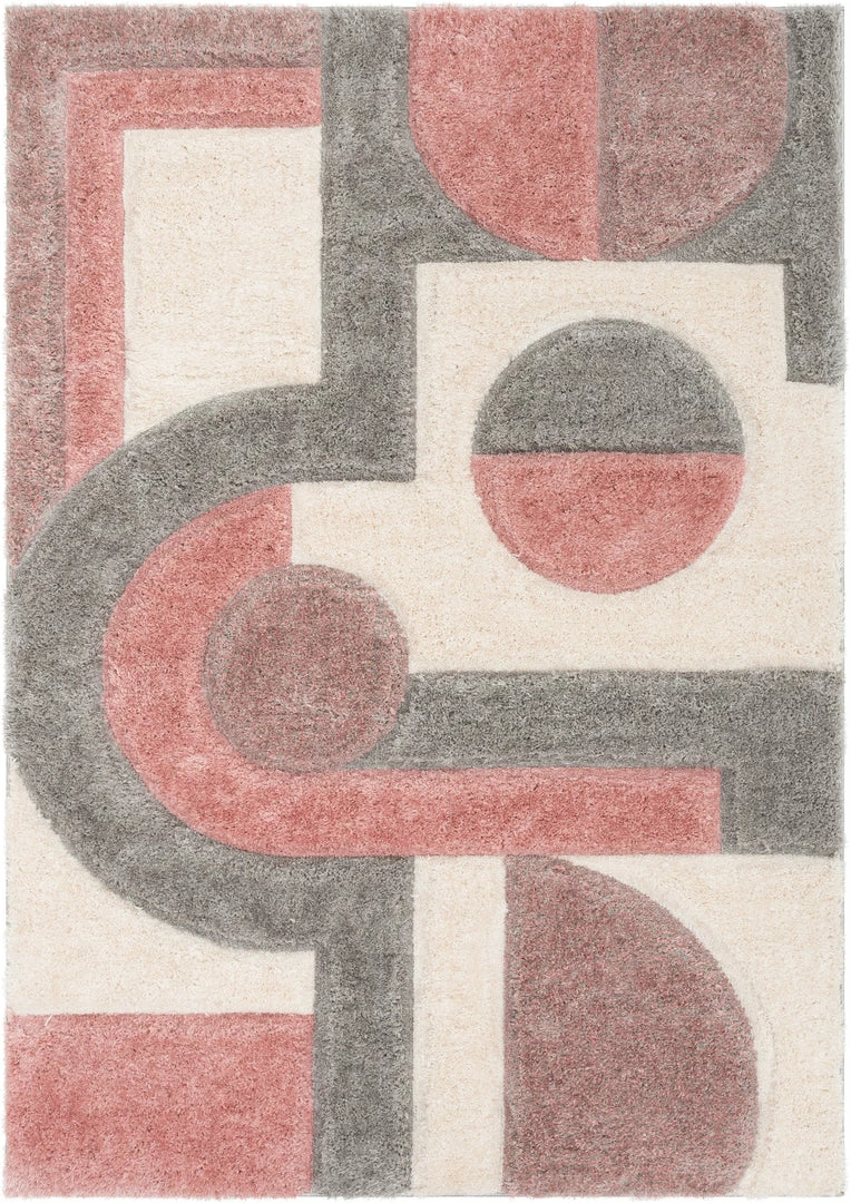 Well Woven Remi Modern Geometric Stripes 3D Textured Shag Blush Gold Rug 2 Well Woven Remi Modern Geometric Stripes 3D Textured Shag Blush Gold Rug