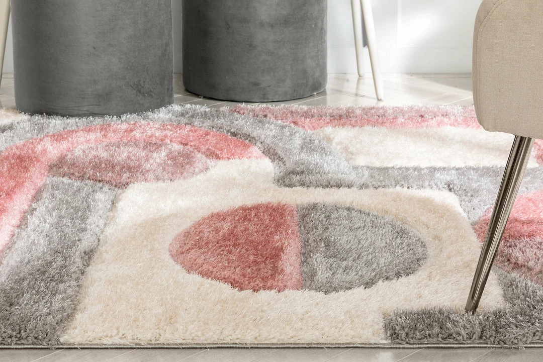 Well Woven Remi Modern Geometric Stripes 3D Textured Shag Blush Gold Rug 11 Well Woven Remi Modern Geometric Stripes 3D Textured Shag Blush Gold Rug