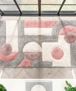 Well Woven Remi Modern Geometric Stripes 3D Textured Shag Blush Gold Rug 20 Well Woven Remi Modern Geometric Stripes 3D Textured Shag Blush Gold Rug