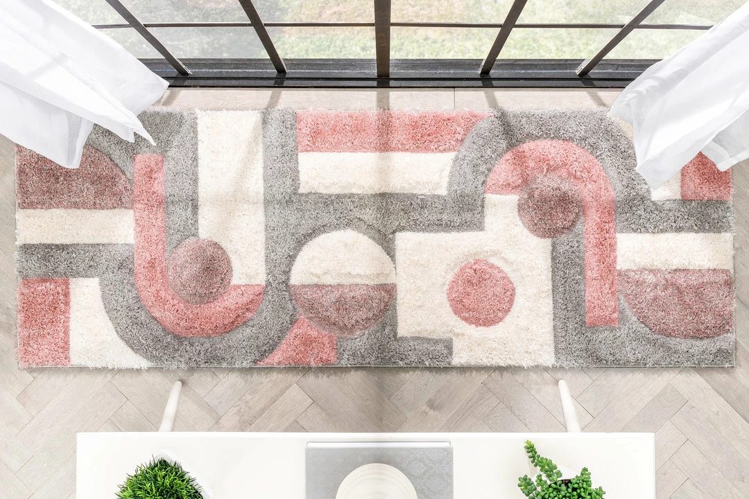 Well Woven Remi Modern Geometric Stripes 3D Textured Shag Blush Gold Rug 9 Well Woven Remi Modern Geometric Stripes 3D Textured Shag Blush Gold Rug