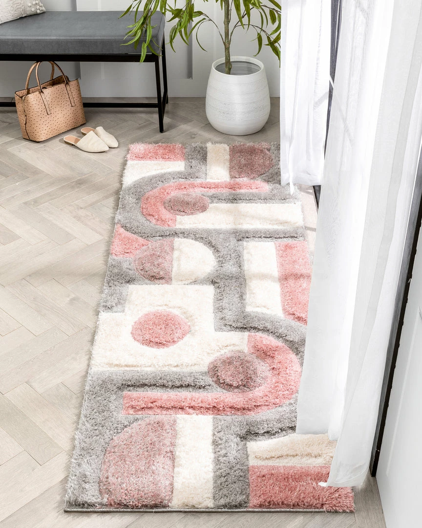 Well Woven Remi Modern Geometric Stripes 3D Textured Shag Blush Gold Rug 10 Well Woven Remi Modern Geometric Stripes 3D Textured Shag Blush Gold Rug