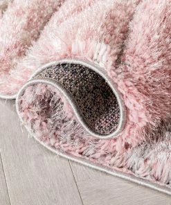 Well Woven Elsie Modern Abstract Waves 3D Textured Shag Grey Pink Rug