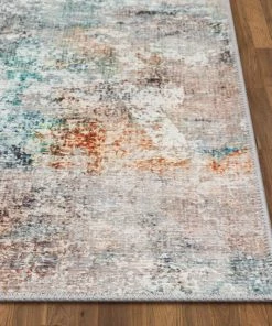 Well Woven Amesti Machine Washable Contemporary Distressed Abstract Light Blue Flat-Weave Distressed Rug Global