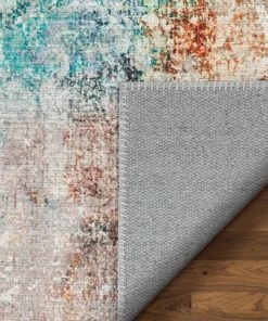 Well Woven Amesti Machine Washable Contemporary Distressed Abstract Light Blue Flat-Weave Distressed Rug Global