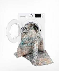 Well Woven Amesti Machine Washable Contemporary Distressed Abstract Light Blue Flat-Weave Distressed Rug Global