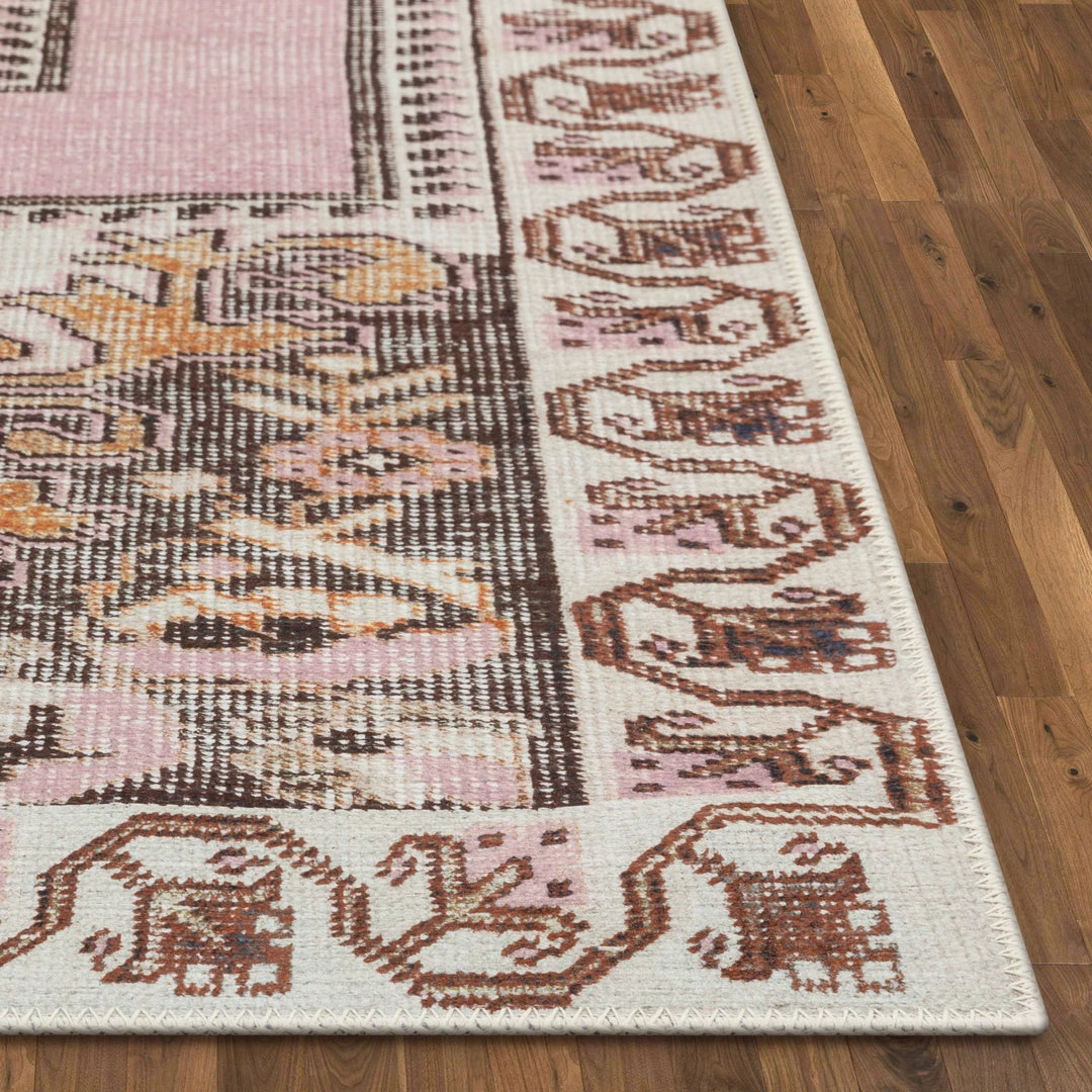 Well Woven Cartago Machine Washable Vintage Medallion Persian Blush Flat-Weave Distressed 5'3" X 7'3" Rug 4 Well Woven Cartago Machine Washable Vintage Medallion Persian Blush Flat-Weave Distressed 5'3" X 7'3" Rug