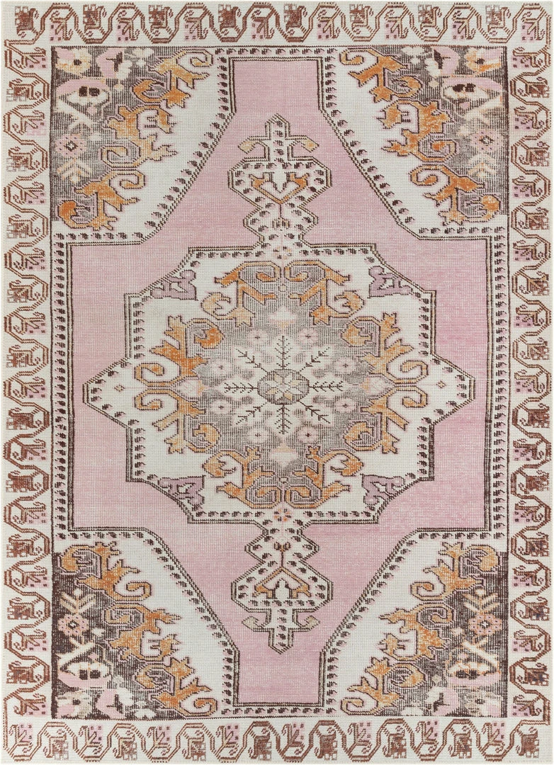 Well Woven Cartago Machine Washable Vintage Medallion Persian Blush Flat-Weave Distressed 5'3" X 7'3" Rug 2 Well Woven Cartago Machine Washable Vintage Medallion Persian Blush Flat-Weave Distressed 5'3" X 7'3" Rug