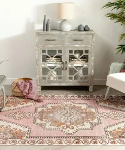 Well Woven Cartago Machine Washable Vintage Medallion Persian Blush Flat-Weave Distressed 5'3" X 7'3" Rug 16 Well Woven Cartago Machine Washable Vintage Medallion Persian Blush Flat-Weave Distressed 5'3
