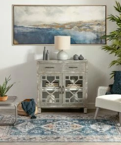 Well Woven Habra Machine Washable Vintage Medallion Oriental Light Blue Flat-Weave Distressed Rug Global