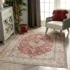 Well Woven Global Tonti Machine Washable Vintage Medallion Oriental Red Flat-Weave Distressed Rug