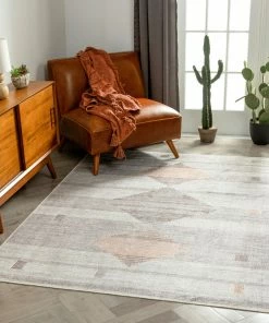 Well Woven Global Argonne Machine Washable Vintage Southwestern Diamond Pattern Grey Flat-Weave Distressed Rug
